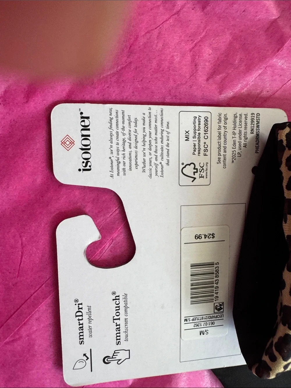 isotoner Black and Leopard Print Women's Touchscreen Gloves - Picture 6 of 7